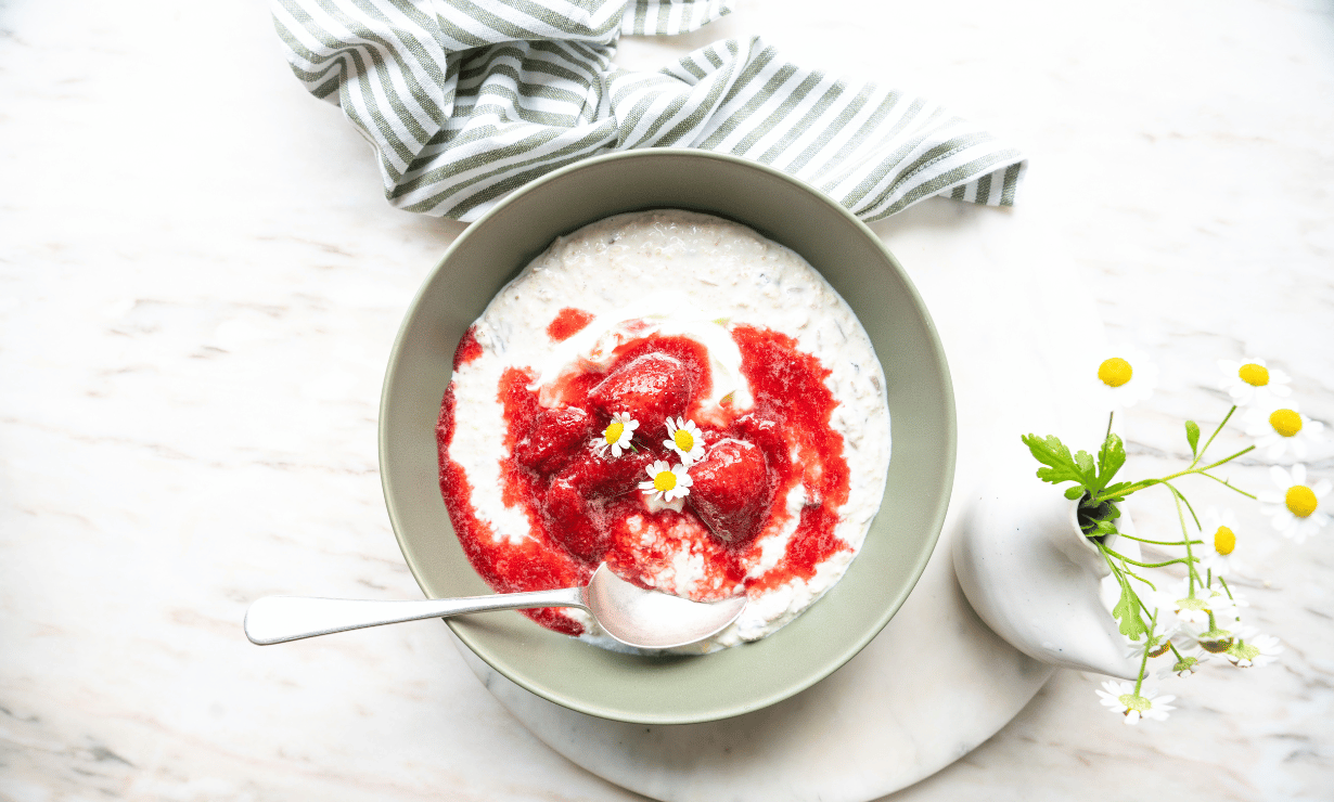 Egmont Honey Overnight Oats with Strawberry Compote