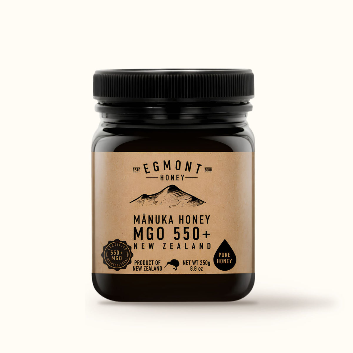 Egmont Mānuka Honey MGO 550+ 250g jar in the older Craft label