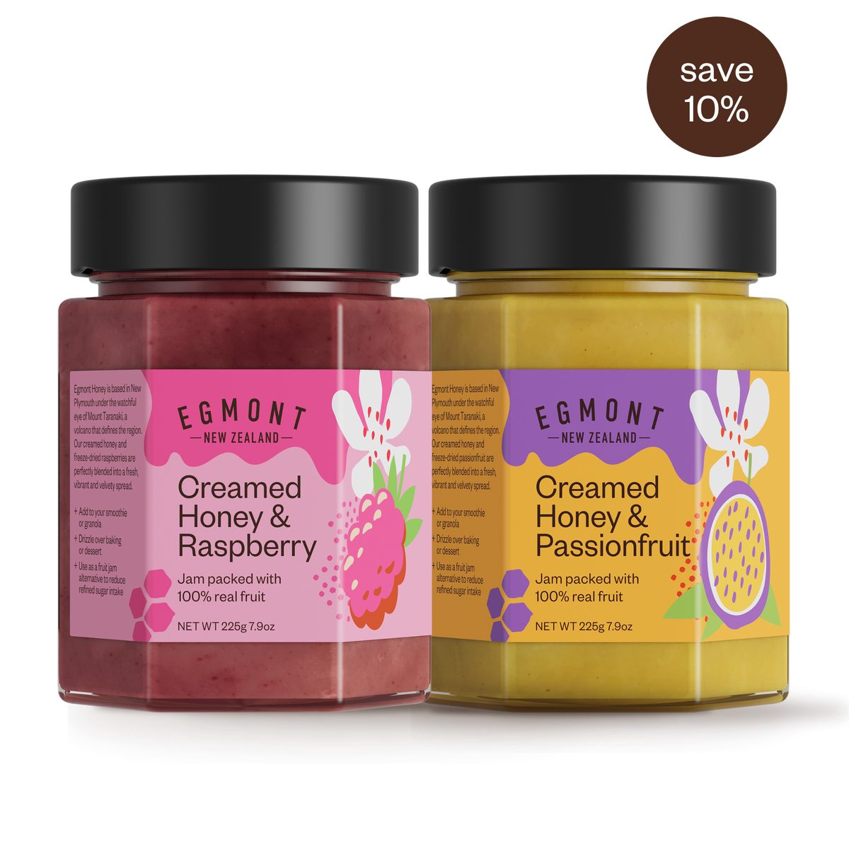 Creamed Honey Duo – Passionfruit 225g & Raspberry 225g